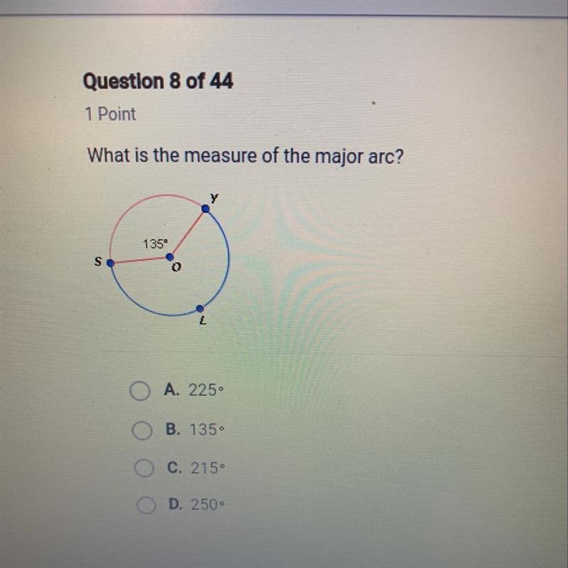 HELP!!!what is the measure of the major arc?-example-1