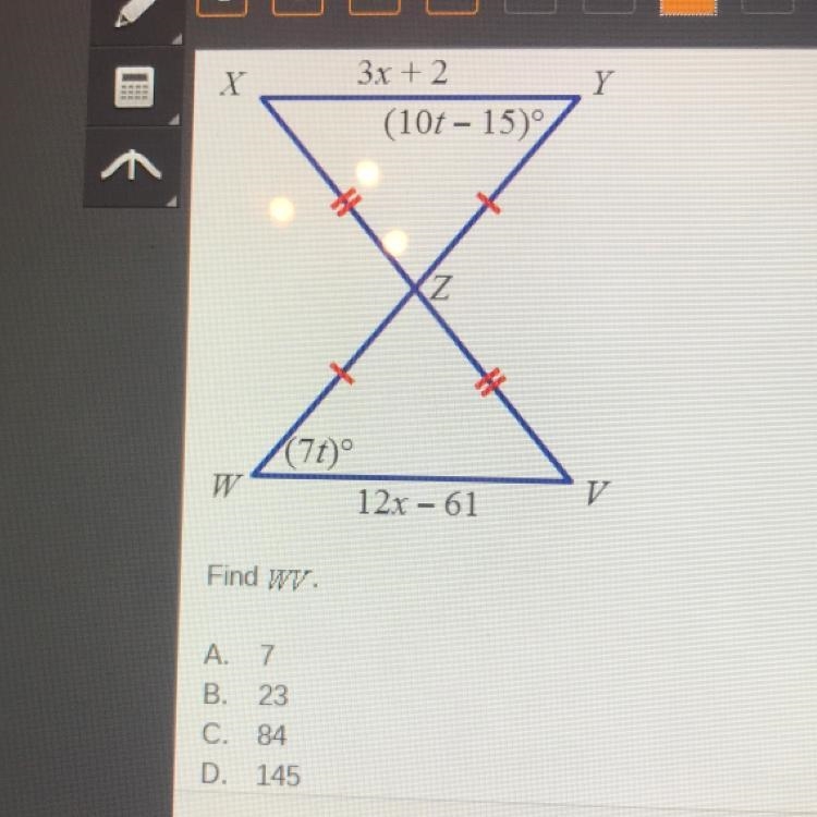 Pls find WV a.7 b.23 c.84 d.145-example-1