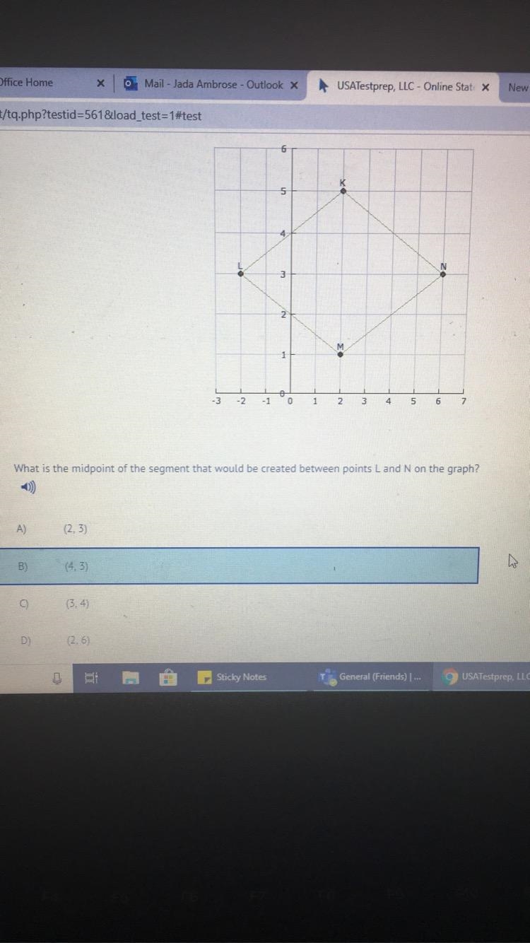 What is the midpoint of the segment of the segment that would be created between points-example-1