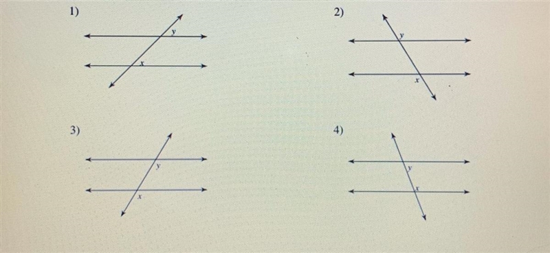 Identify each pair of angles as corresponding, same side interior, alternate interior-example-1