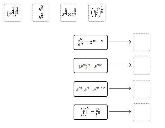 Drag each tile to the correct box. Match the expression to the exponent property that-example-1