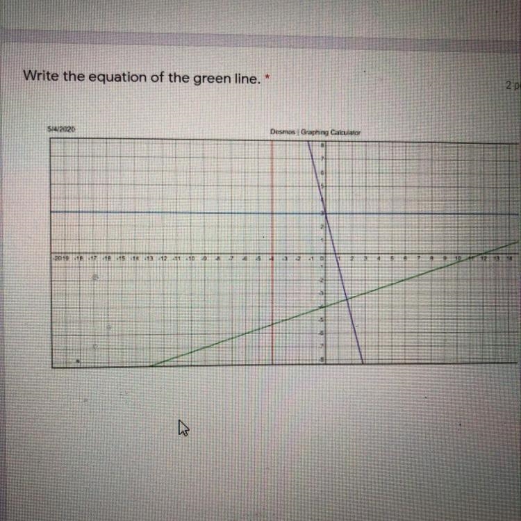 Can someone please help i need to write the equation of the green line-example-1