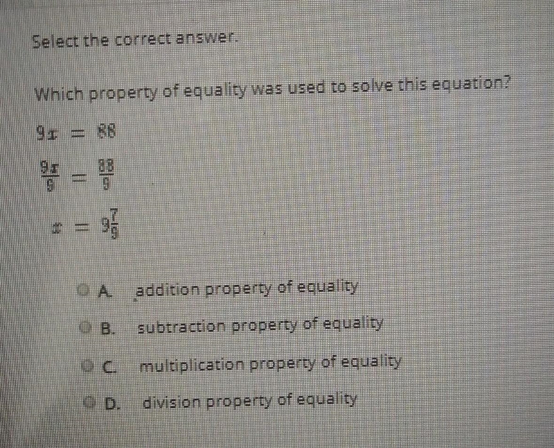 Which property of equality was used to solve this equation?​-example-1