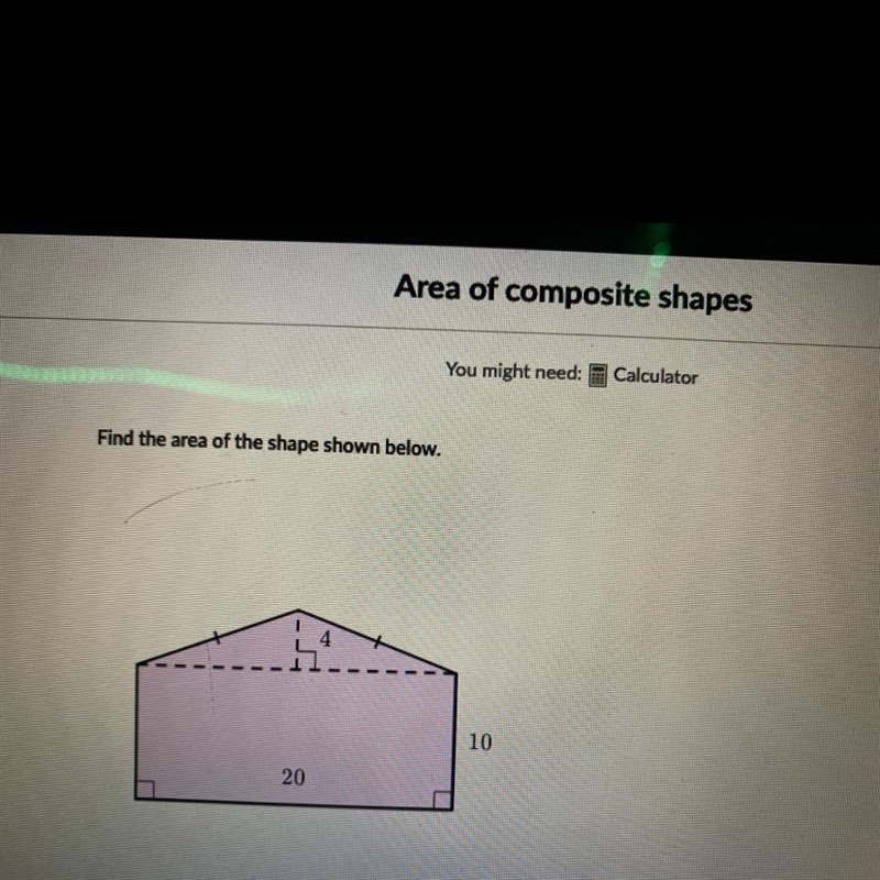 Find the area of the shape shown below-example-1