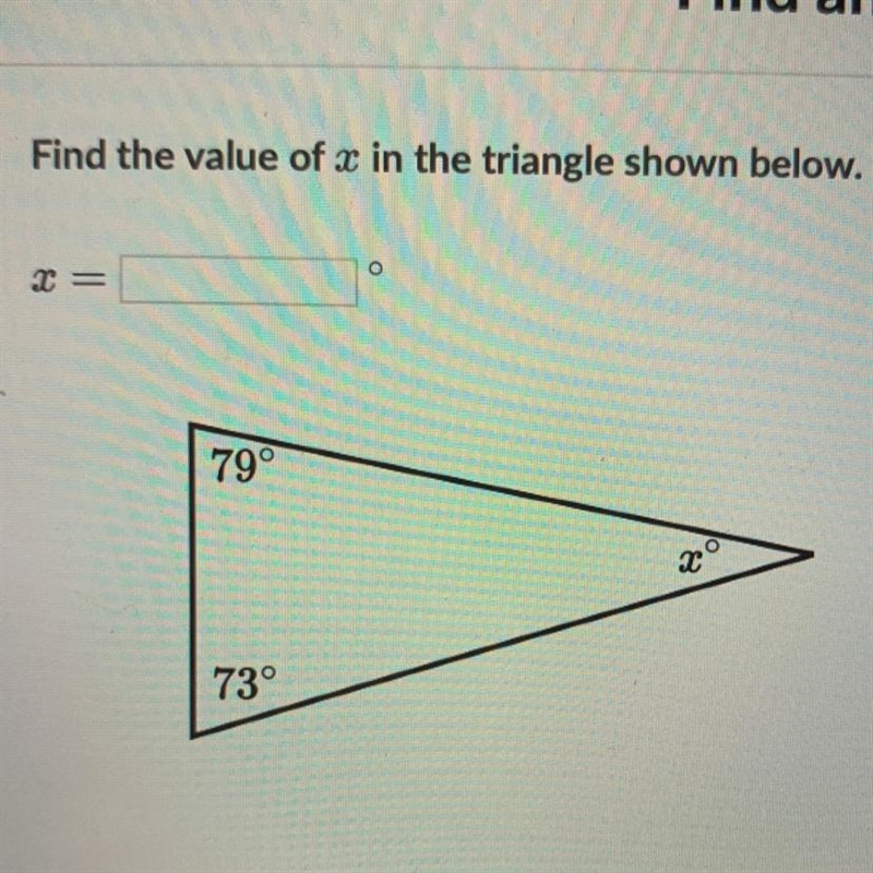 Fine the value of the x in the triangle shown below.-example-1