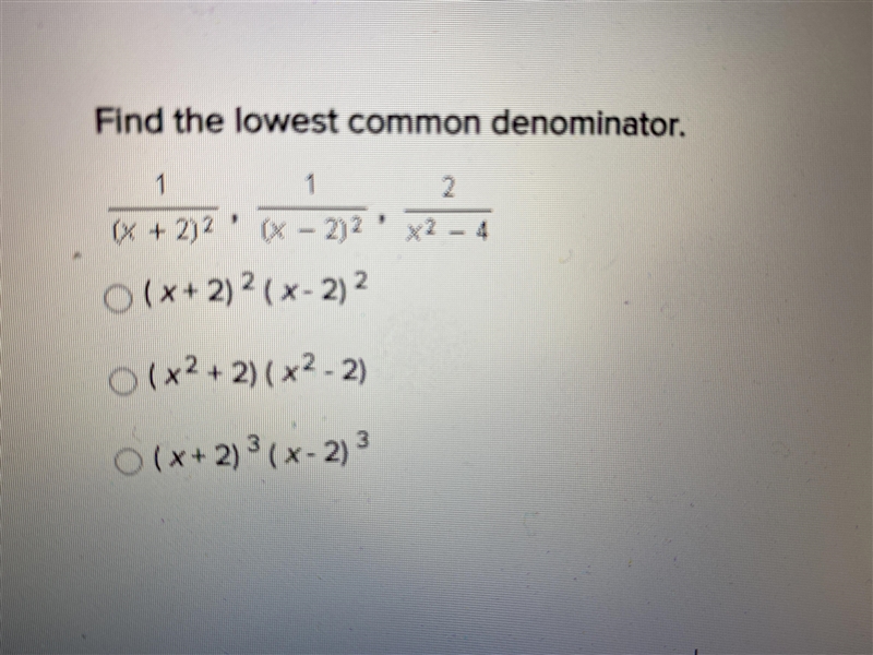 Find the lowest common denominator-example-1