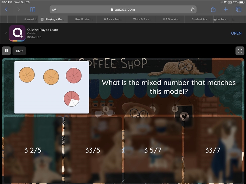 What is the mixed number that matches this model?-example-1