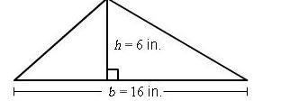 A formula for finding A, the area of a triangle is A=1/2bh, where b is the base of-example-1