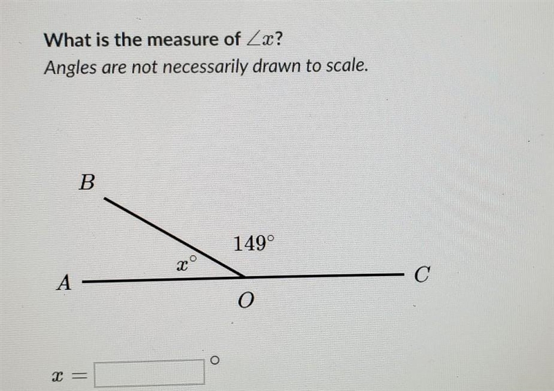 What is the measure of x? Angles are not necessarily drawn to scale.​-example-1