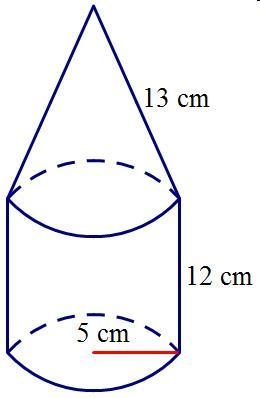 Find the surface area of the composite solid. Leave your answer in terms of pi-example-1