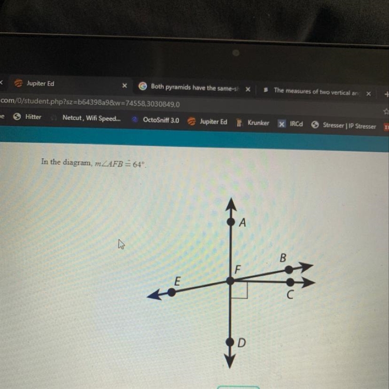 A.Name an angle that is complementary to ZAFB. 2 What is the measure of this angle-example-1