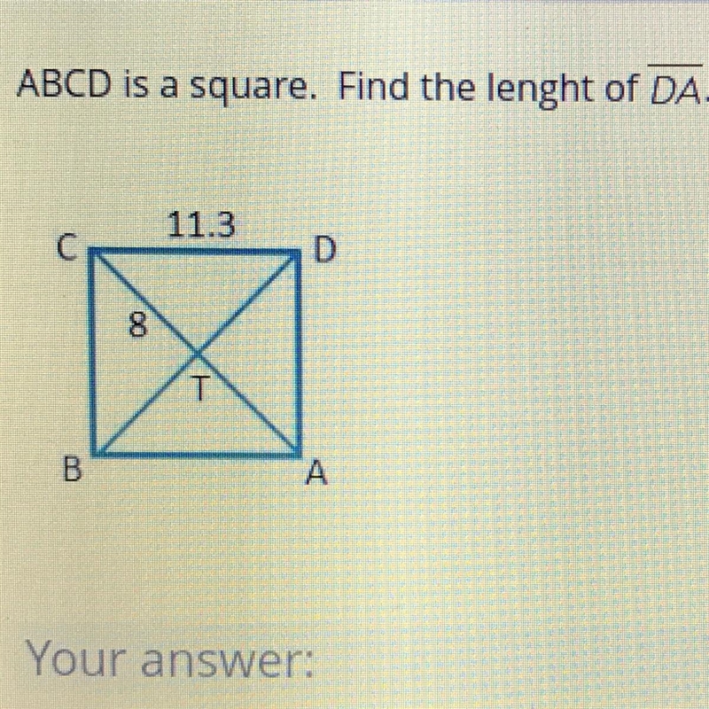 ABCD Is a square. Find the length of DA-example-1