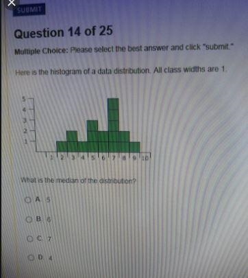 What is the median of the distribution?-example-1