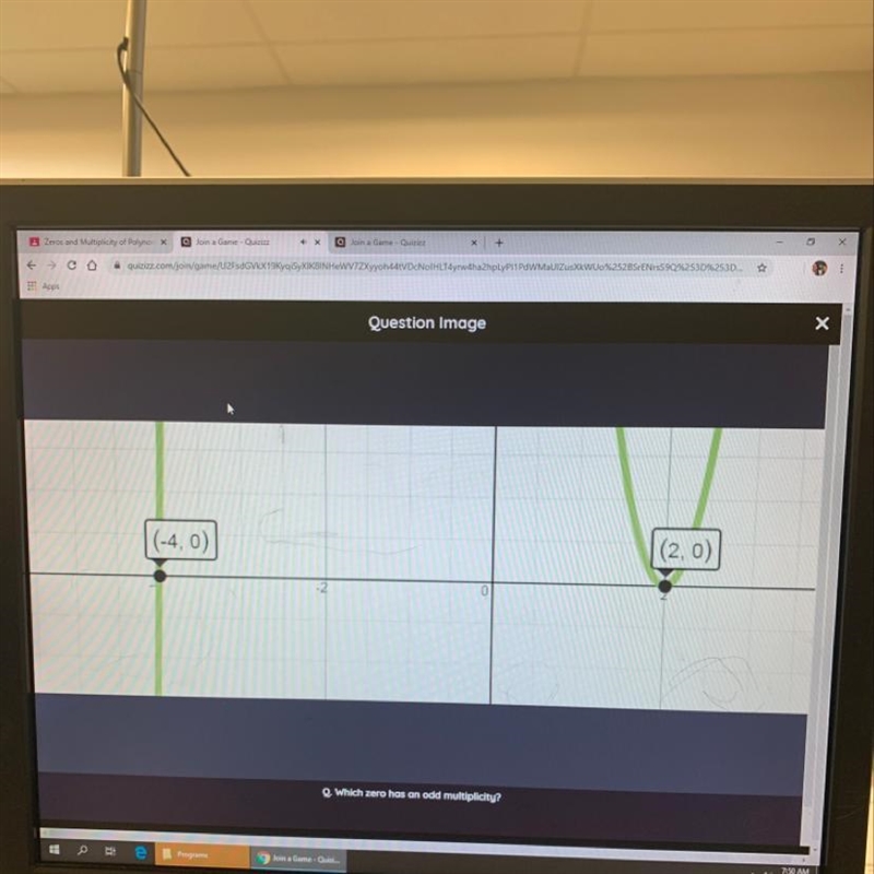 Which zero has an odd multiplicity?-example-1