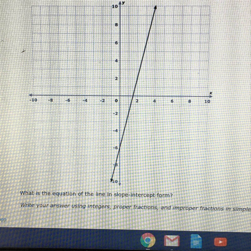 Look at this graph. What is the equation of the line in slope-intercept form?-example-1