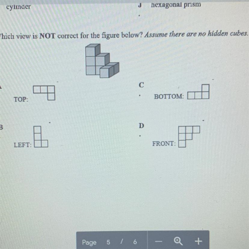 Which view is not correct for the figure above?-example-1