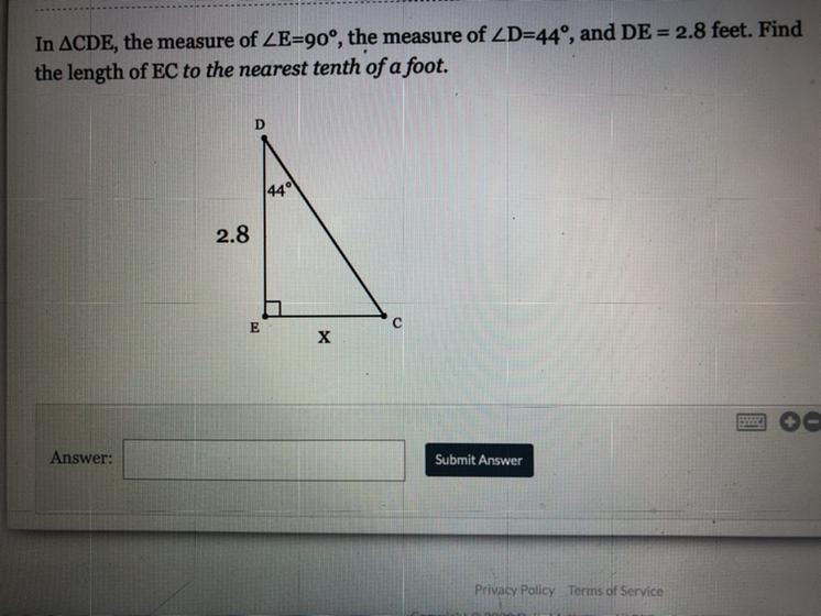 Can anyone help? soh cah toa trig question to the nearest tenth of a foot?-example-1