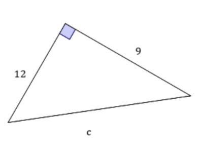 Find the length of the hypotenuse, c in this triangle.-example-1