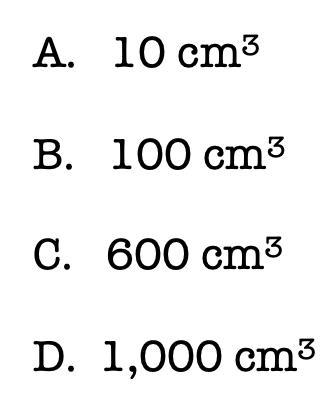 The surface area of a cube is 600 cubic centimeters. What is the volume? Answer Choices-example-1