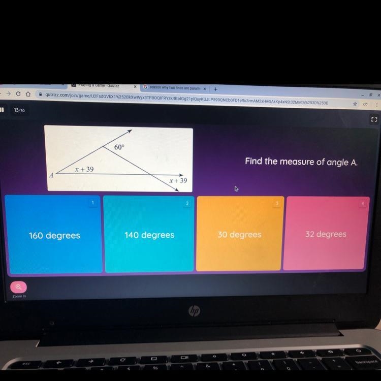 What’s the measure of angle A?-example-1