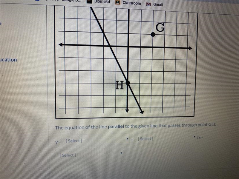 “The line that passes through point H has the equation y=-2x -3” “The equation of-example-1