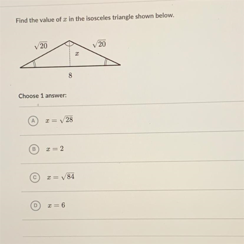 Find the value of X in the isosceles triangle shown below-example-1