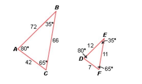 calculate the scale factor of abc to def enter answer as a whole number or as a fraction-example-1