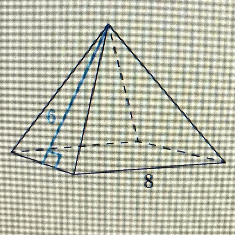 Find the surface area of the square pyramid shown below. (Measurements in picture-example-1