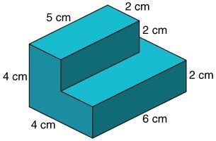 In the solid figure below, what is the volume of the top section of the figure? 9 cm-example-1