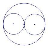 Find the circumference of the larger circle if the area of one of the smaller circles-example-1