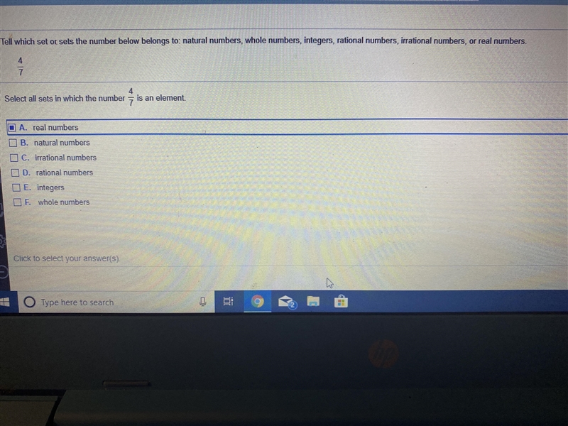 Which set of numbers does 4/7 belong to?-example-1