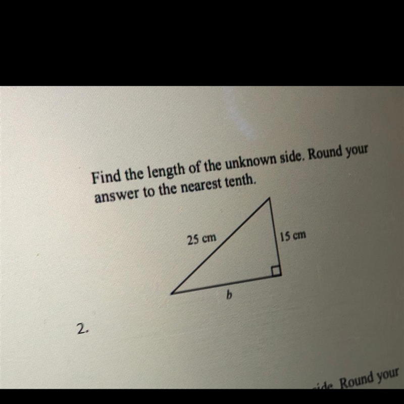 Find the length of the unknown side. Round your answer to the nearest tenth.-example-1