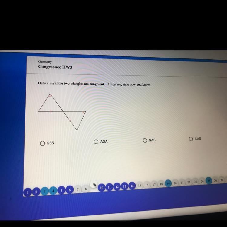 Determine if the two triangles are congruent.-example-1