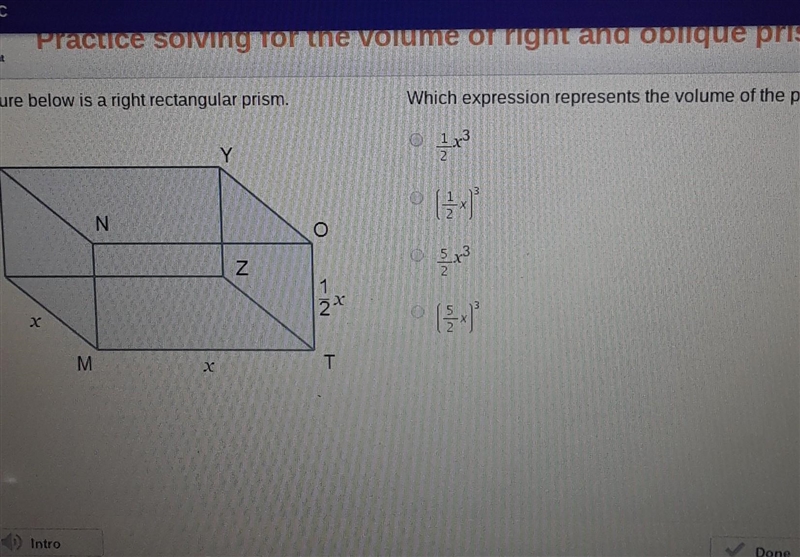 Practice solving the volume orign anu opique prisms. The figure below is a right rectangular-example-1