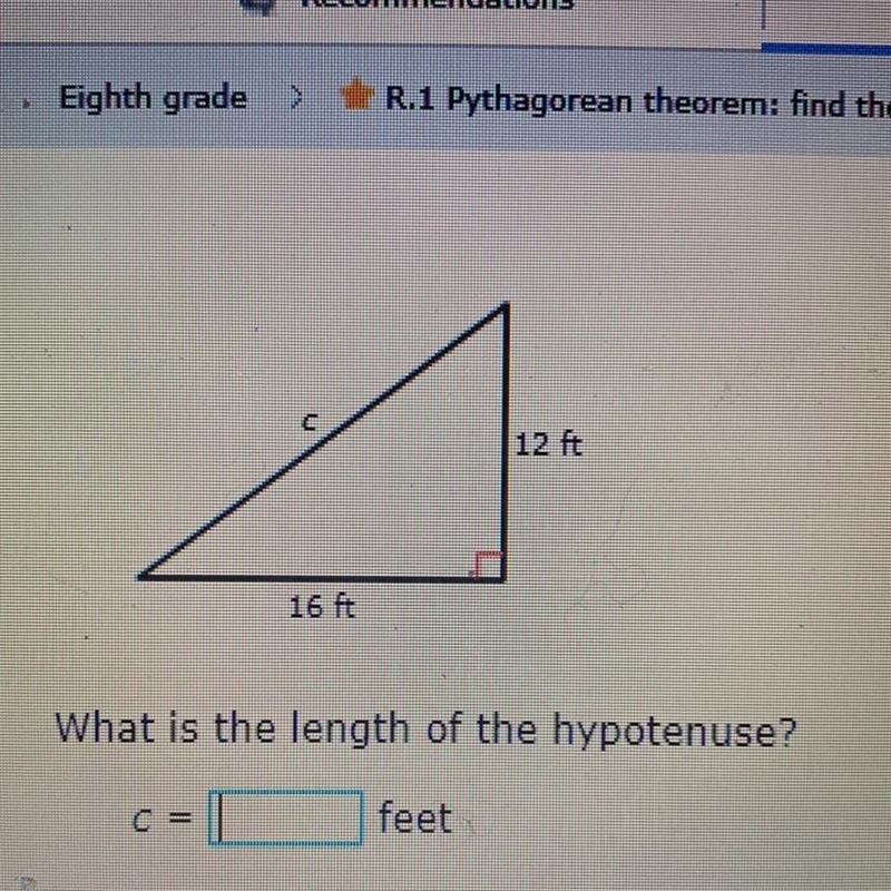 What is the length of the hypotenuse-example-1