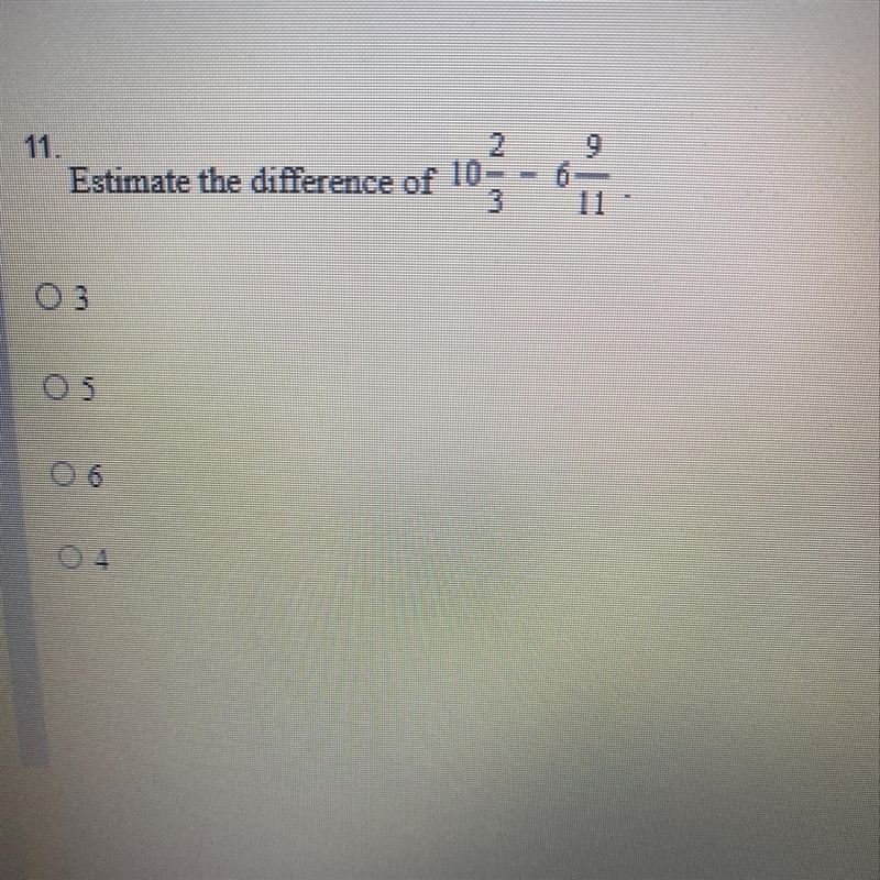 Estimate the difference of 10 2/3-6 9/11 6 3 06 4-example-1