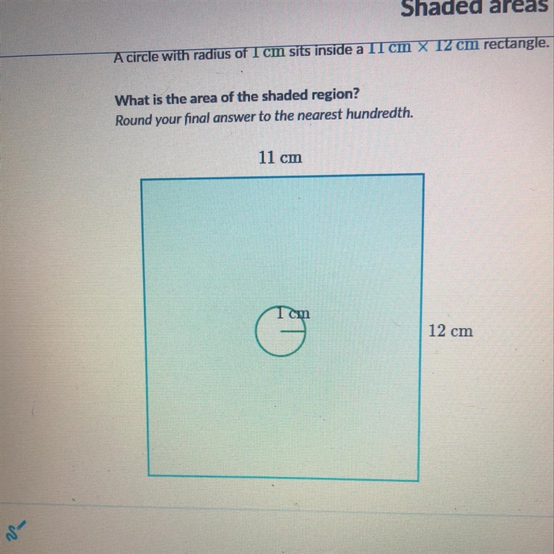 What is the area of the shaded region 1cm is in the middle-example-1