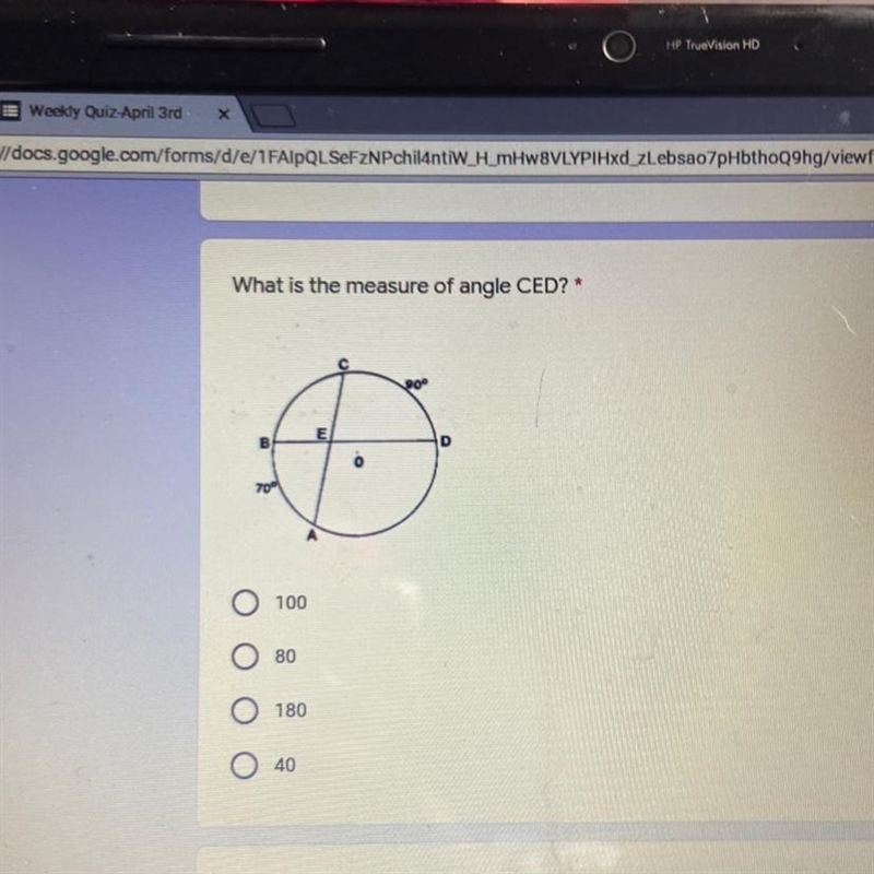 What is the measure. Of angle CED-example-1