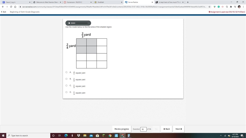 Use the model below to find the area of the shaded region.-example-1