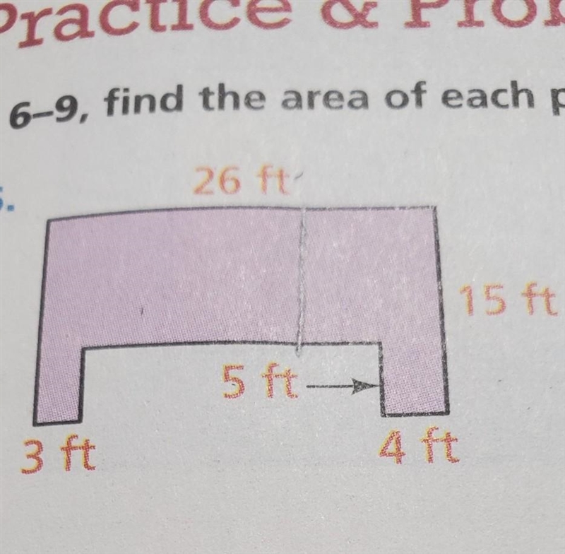 26 ft 15 ft 5 ft 3ft whats the area ​-example-1