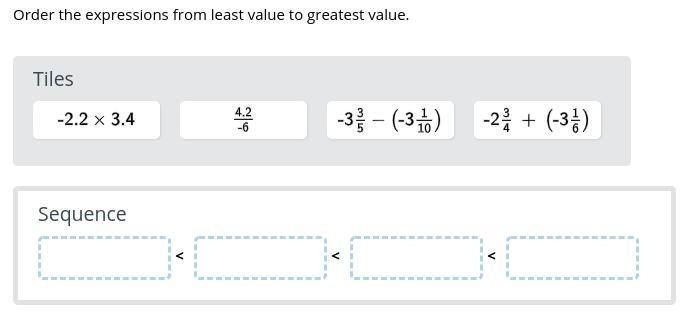 Order the expressions from least value to greatest value.-example-1