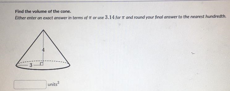 Find the volume of the cone-example-1