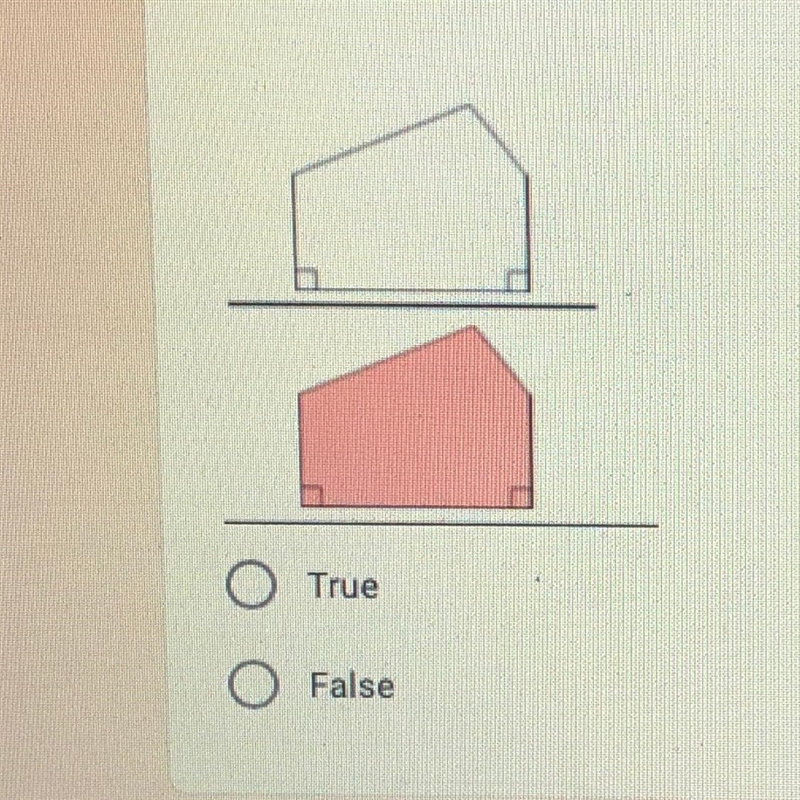 True or False. This shows a translation of the shape across the y-axis. True False-example-1