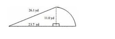 Determine the area of the composite figure to the nearest whole number. A) 190 yd-example-1