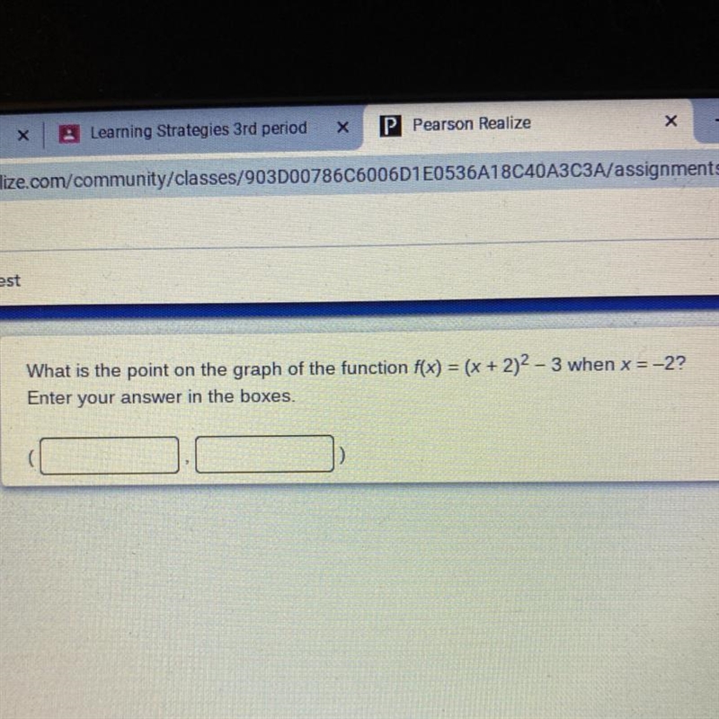 - 3 when x = -2? What is the point on the graph of the function f(x) = (x + Enter-example-1