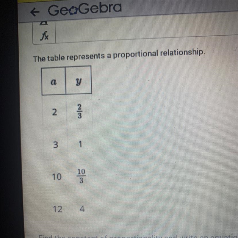 Find the constant of proportionality and write an equation with this table-example-1