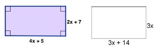 What is the combined perimeter of these two rectangles? A) 6x + 14 B) 12x + 24 C) 12x-example-1