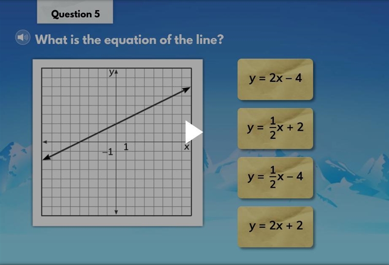 What is the equation of the line? Please just answer A, B, C, or D if you want to-example-1