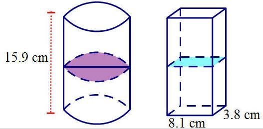 The two cross sections shown are taken parallel to their respective bases. The cross-example-1