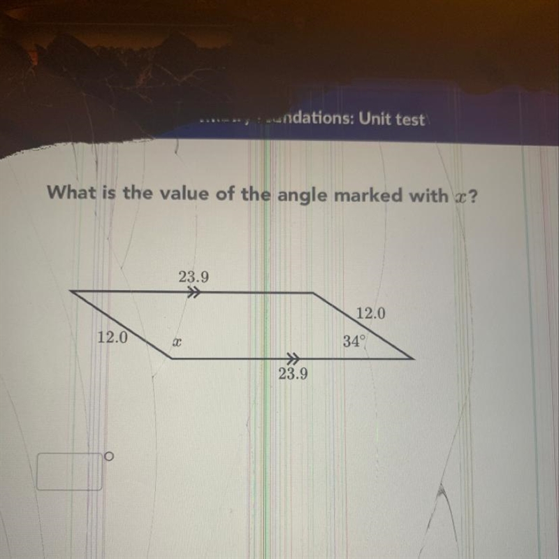 What is the value of the angle marked with x?-example-1